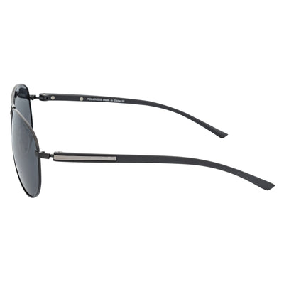 LAWRENCE - Polarized Round Metal Aviator Black Sunglasses Smoke Lens