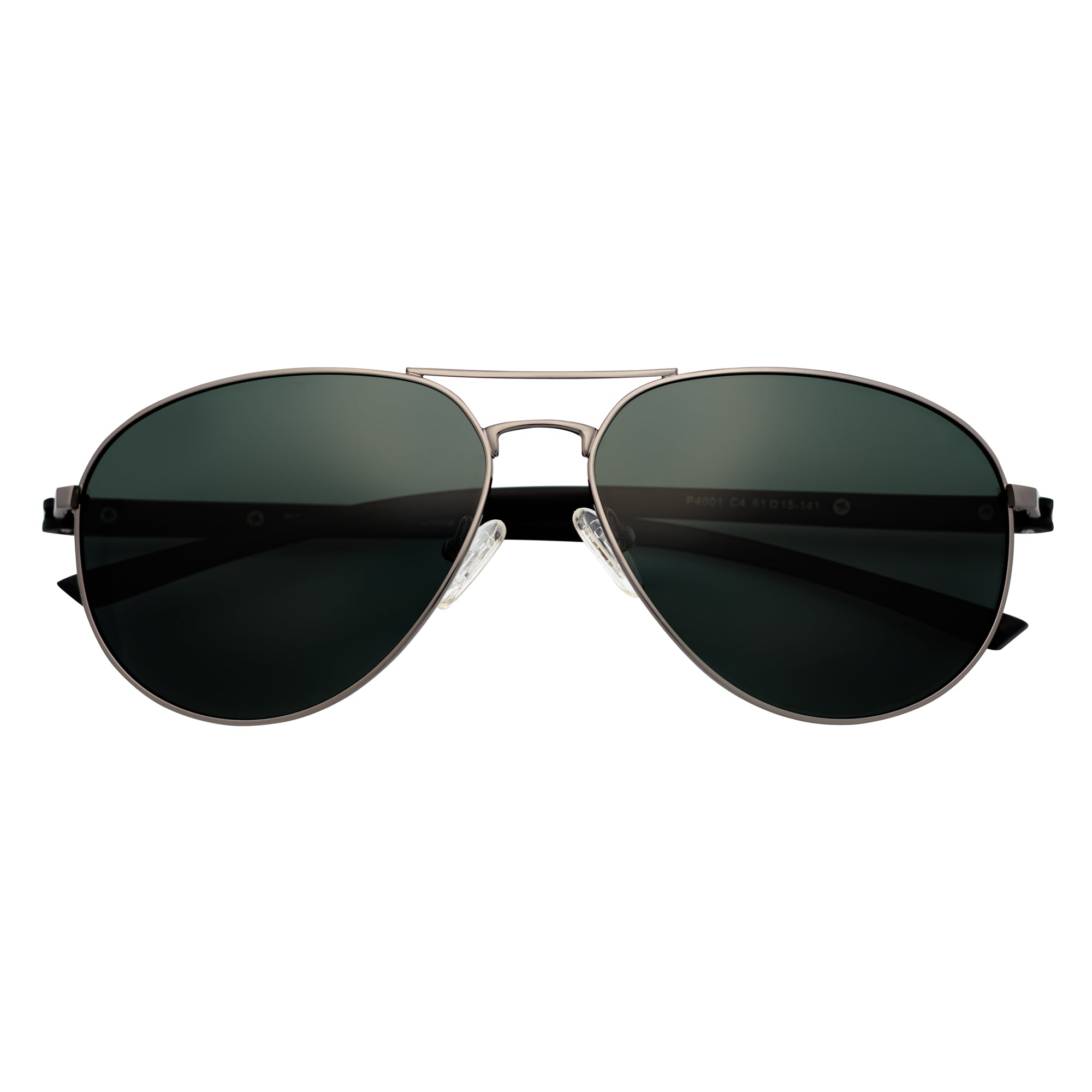 LAWRENCE - Polarized Round Metal Aviator Gunmetal Sunglasses Green Lens