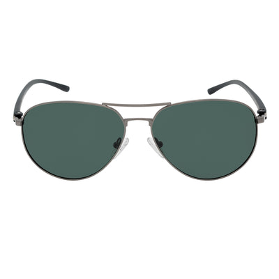 LAWRENCE - Polarized Round Metal Aviator Gunmetal Sunglasses Green Lens