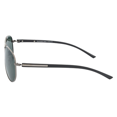 LAWRENCE - Polarized Round Metal Aviator Gunmetal Sunglasses Green Lens