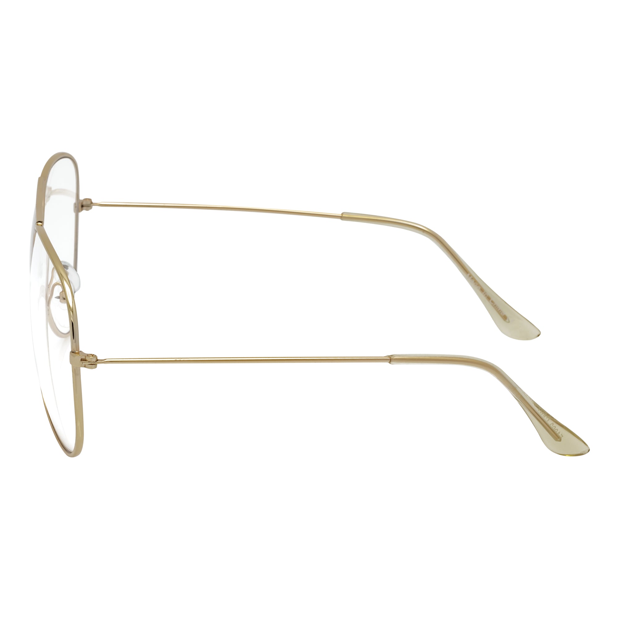 THOMPSON - Classic Blue Light Metal Aviator Gold Glasses Clear Lens 50mm