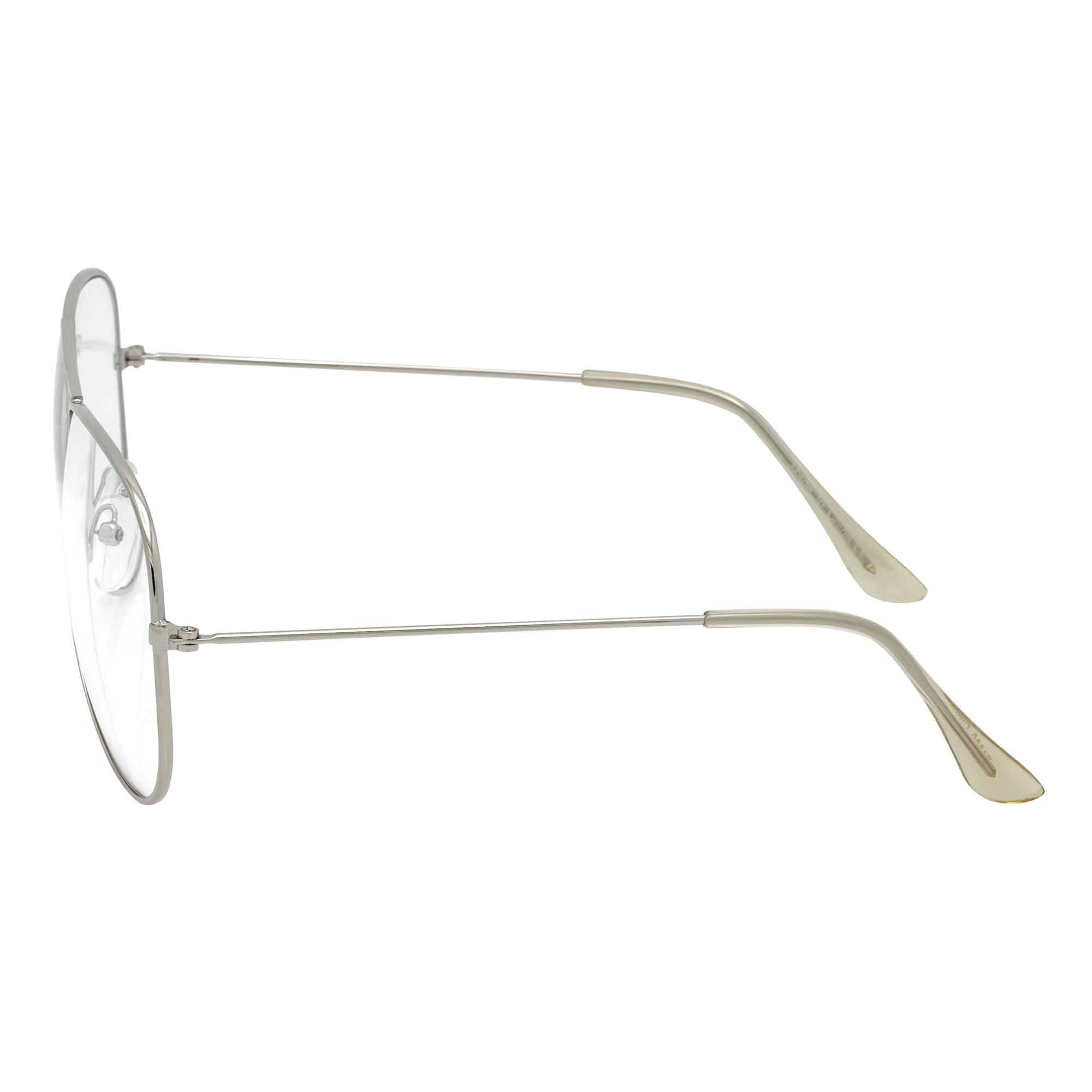 THOMPSON - Classic Blue Light Metal Aviator Silver Glasses Clear Lens 50mm