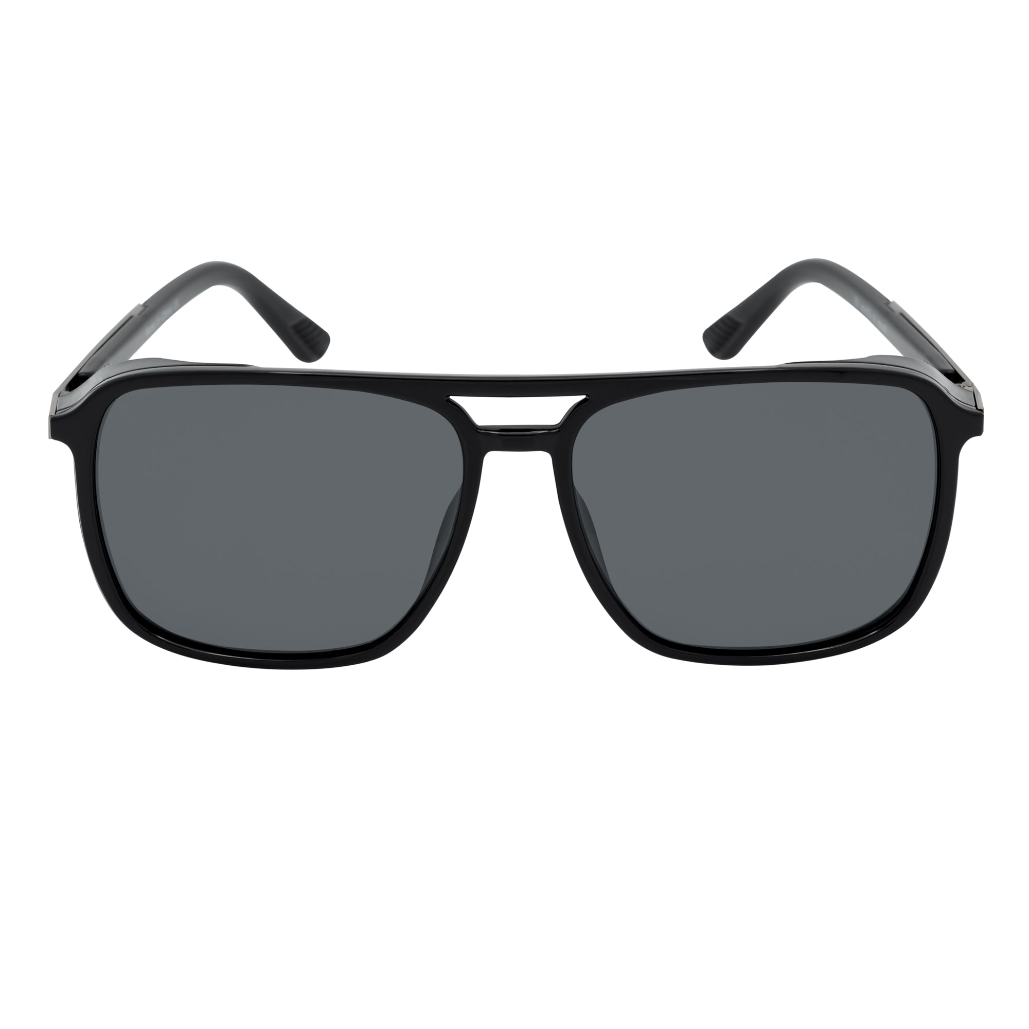 COVERT - Polarized Square Side Cover Gloss Black Sunglasses Smoke Lens