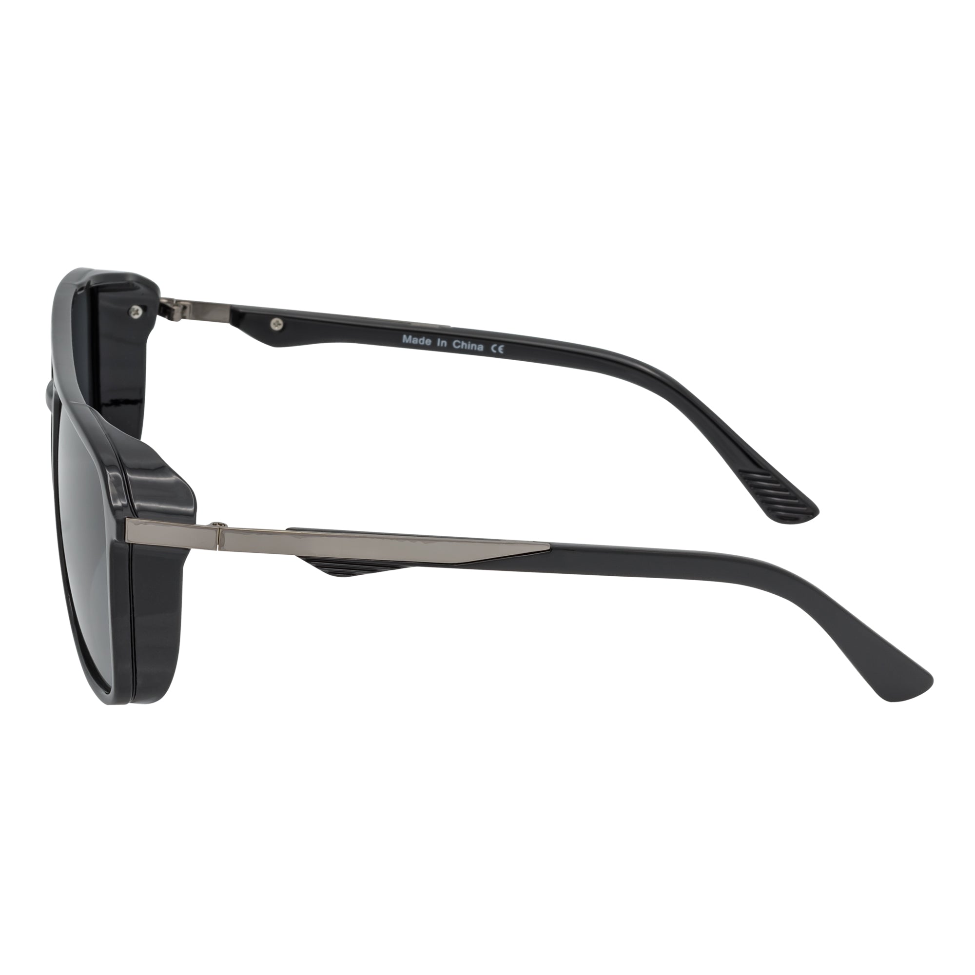 COVERT - Polarized Square Side Cover Gloss Black Sunglasses Smoke Lens