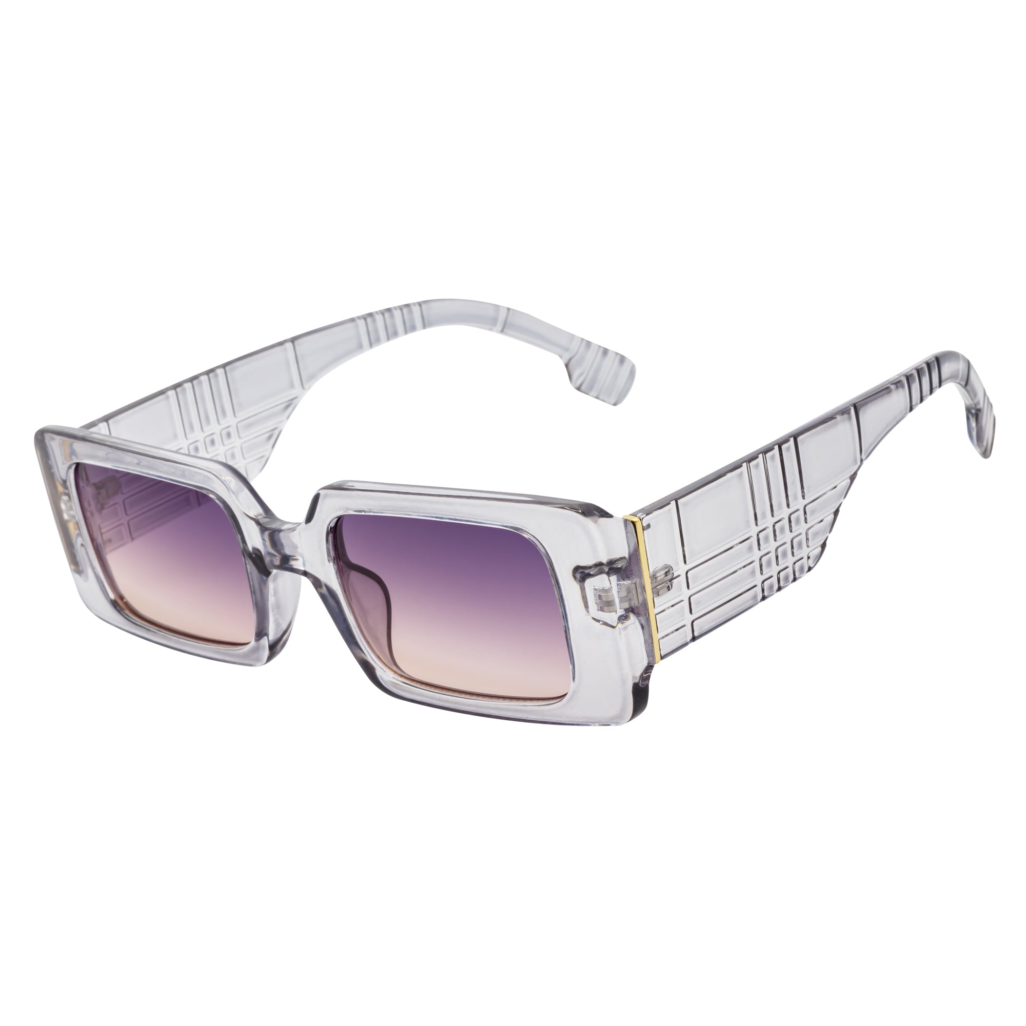 PLAZA - Small Rectangle Sunglasses Crystal-Gray Lavender