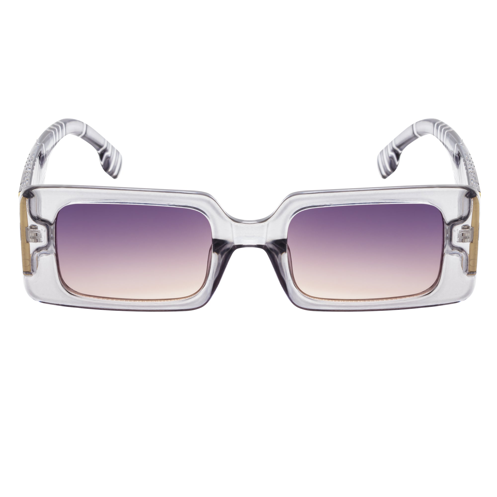 PLAZA - Small Rectangle Sunglasses Crystal-Gray Lavender