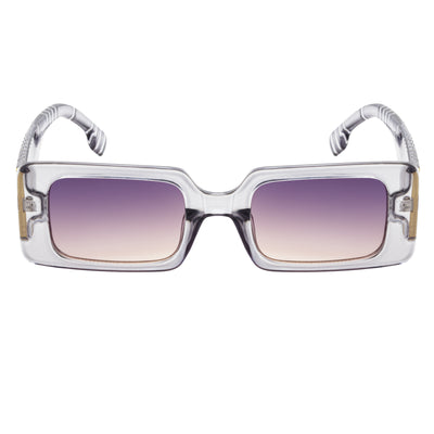 PLAZA - Small Rectangle Sunglasses Crystal-Gray Lavender