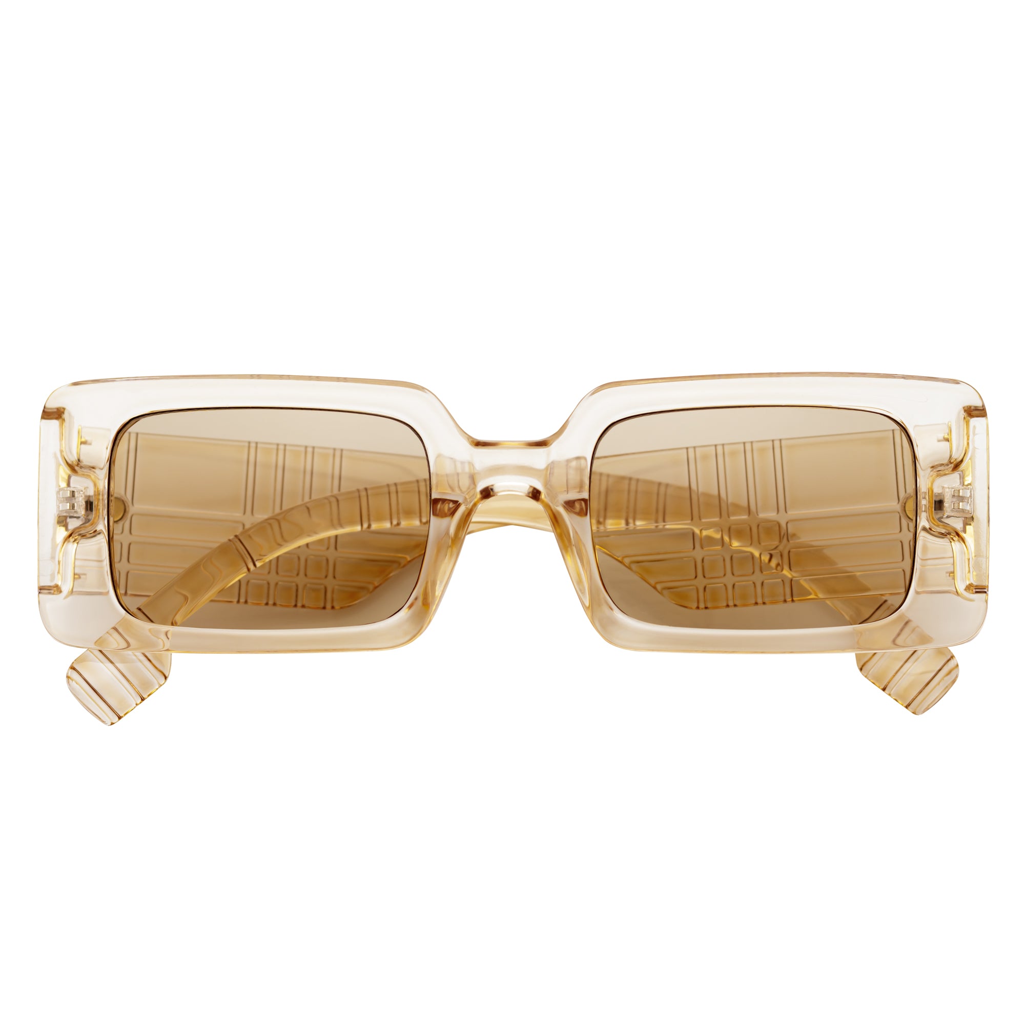 PLAZA - Small Rectangle Sunglasses Crystal-Tan Amber