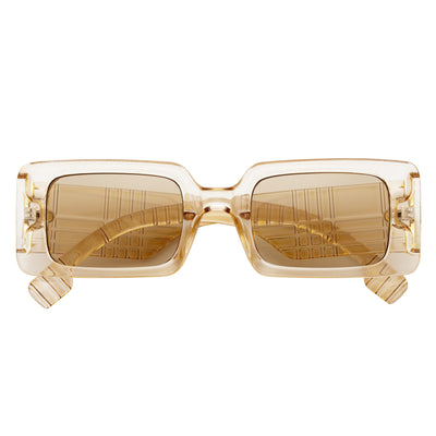PLAZA - Small Rectangle Sunglasses Crystal-Tan Amber