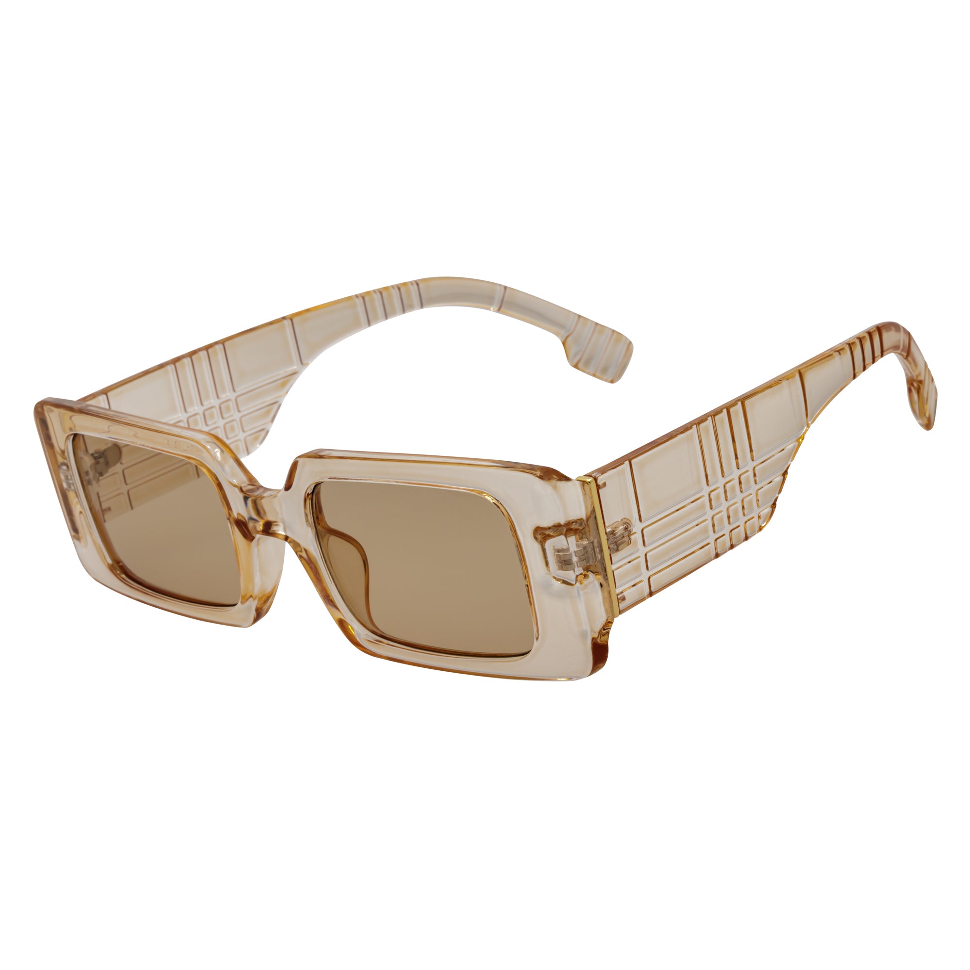 PLAZA - Small Rectangle Sunglasses Crystal-Tan Amber