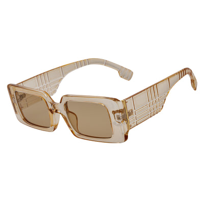 PLAZA - Small Rectangle Sunglasses Crystal-Tan Amber