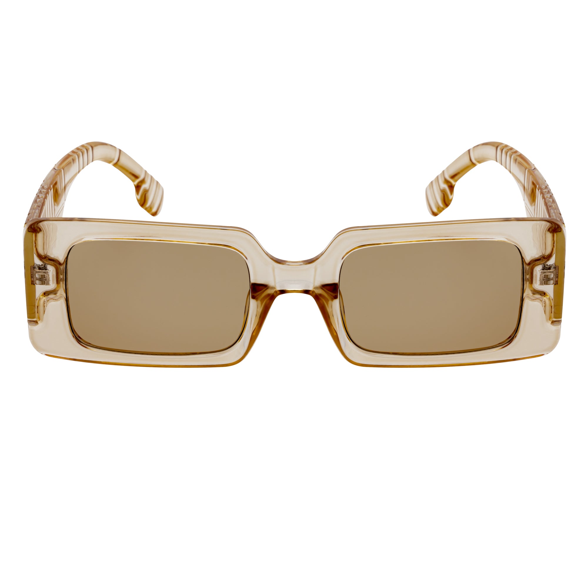 PLAZA - Small Rectangle Sunglasses Crystal-Tan Amber