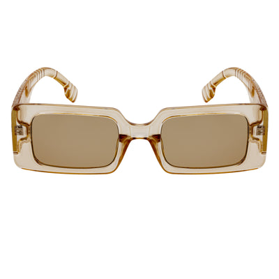 PLAZA - Small Rectangle Sunglasses Crystal-Tan Amber