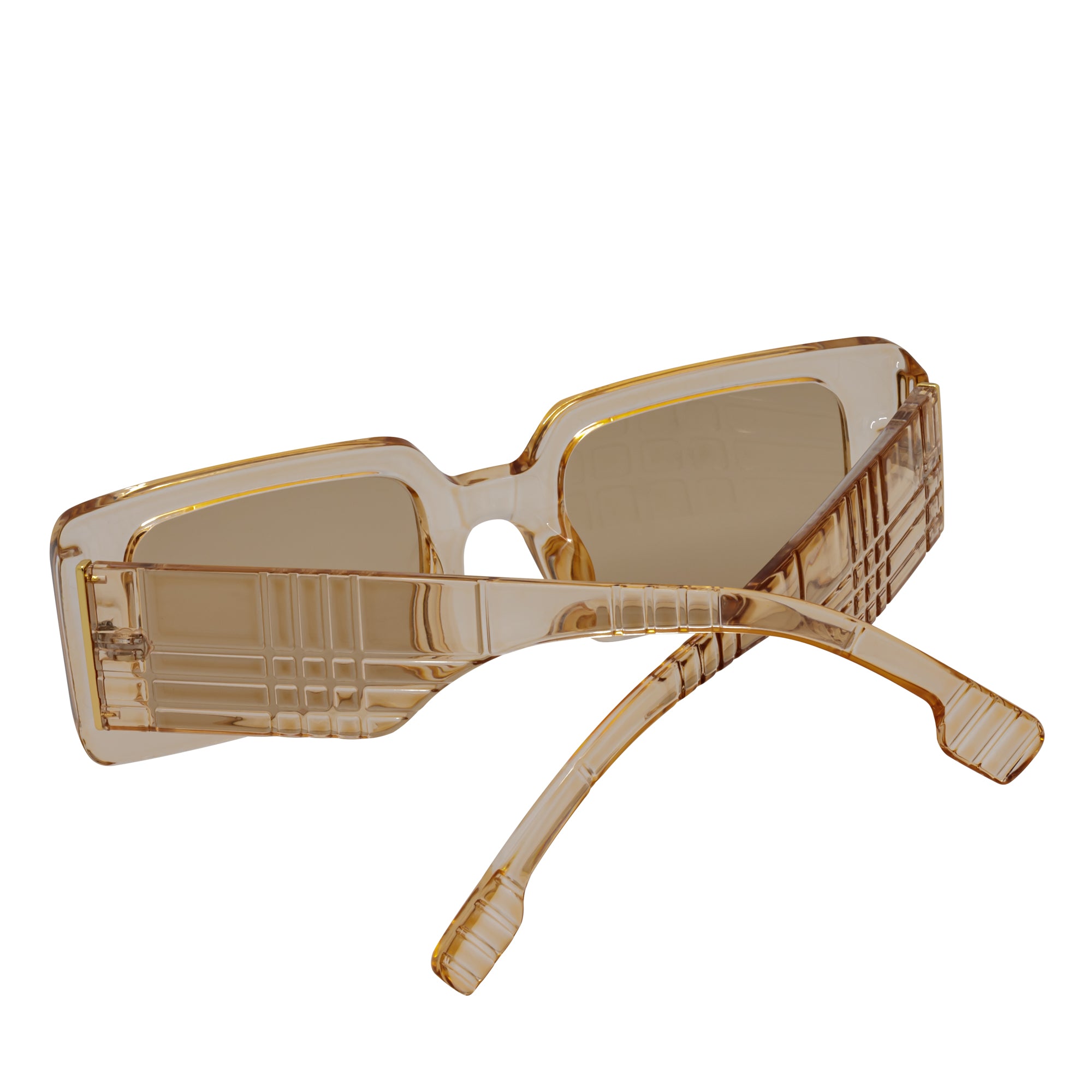 PLAZA - Small Rectangle Sunglasses Crystal-Tan Amber