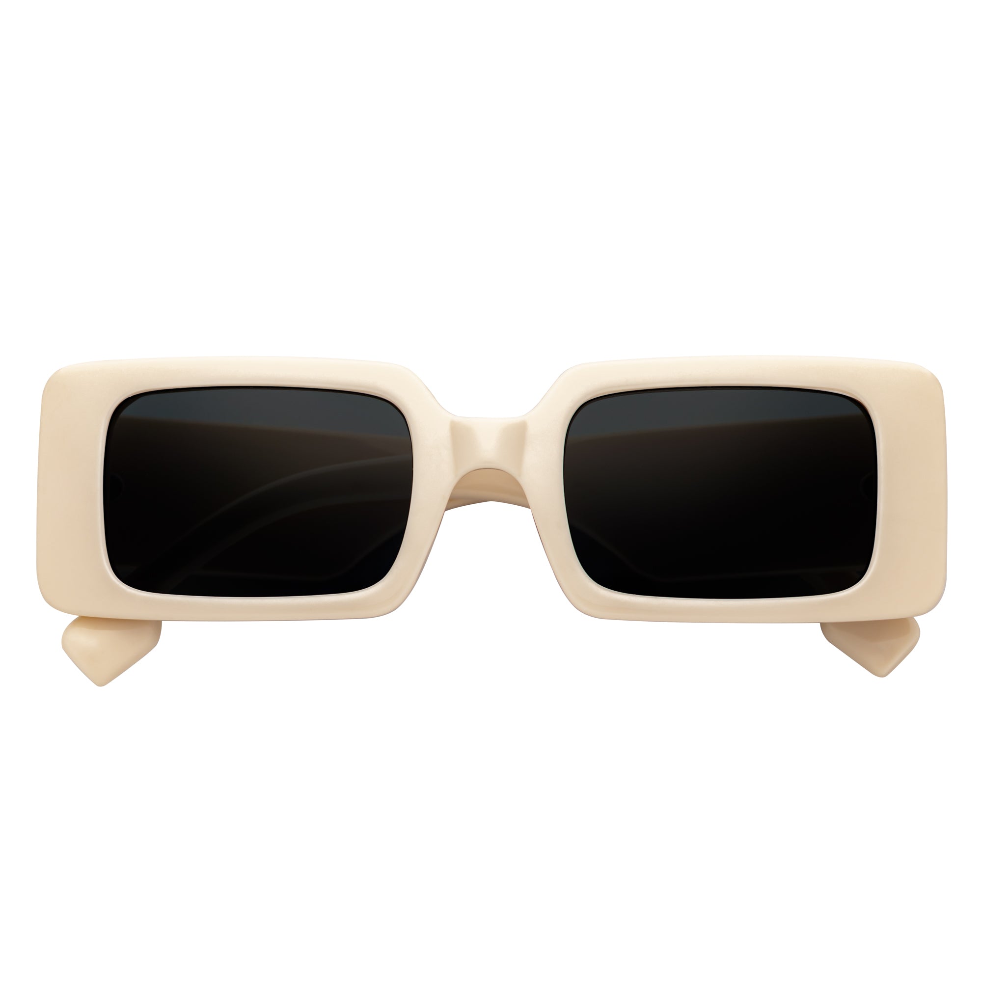 PLAZA - Small Rectangle Sunglasses Creme Smoke