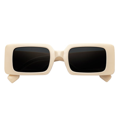 PLAZA - Small Rectangle Sunglasses Creme Smoke