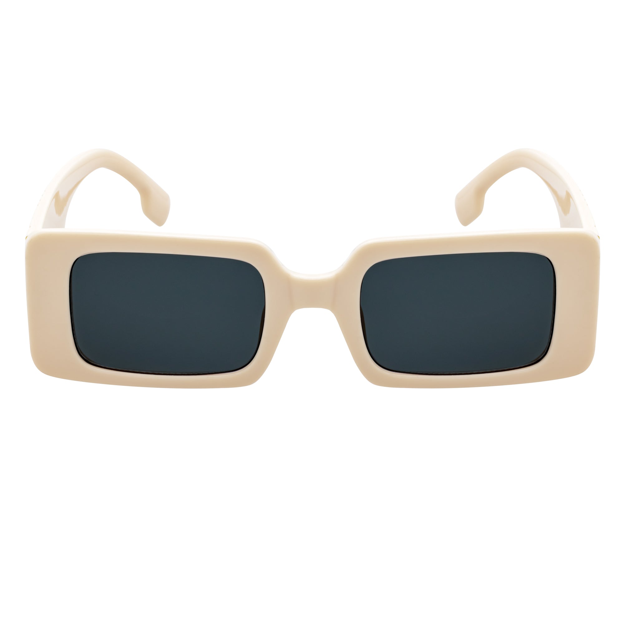 PLAZA - Small Rectangle Sunglasses Creme Smoke