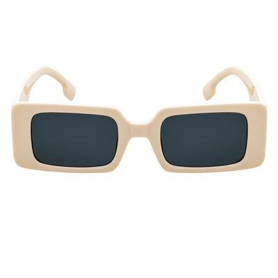 PLAZA - Small Rectangle Sunglasses Creme Smoke