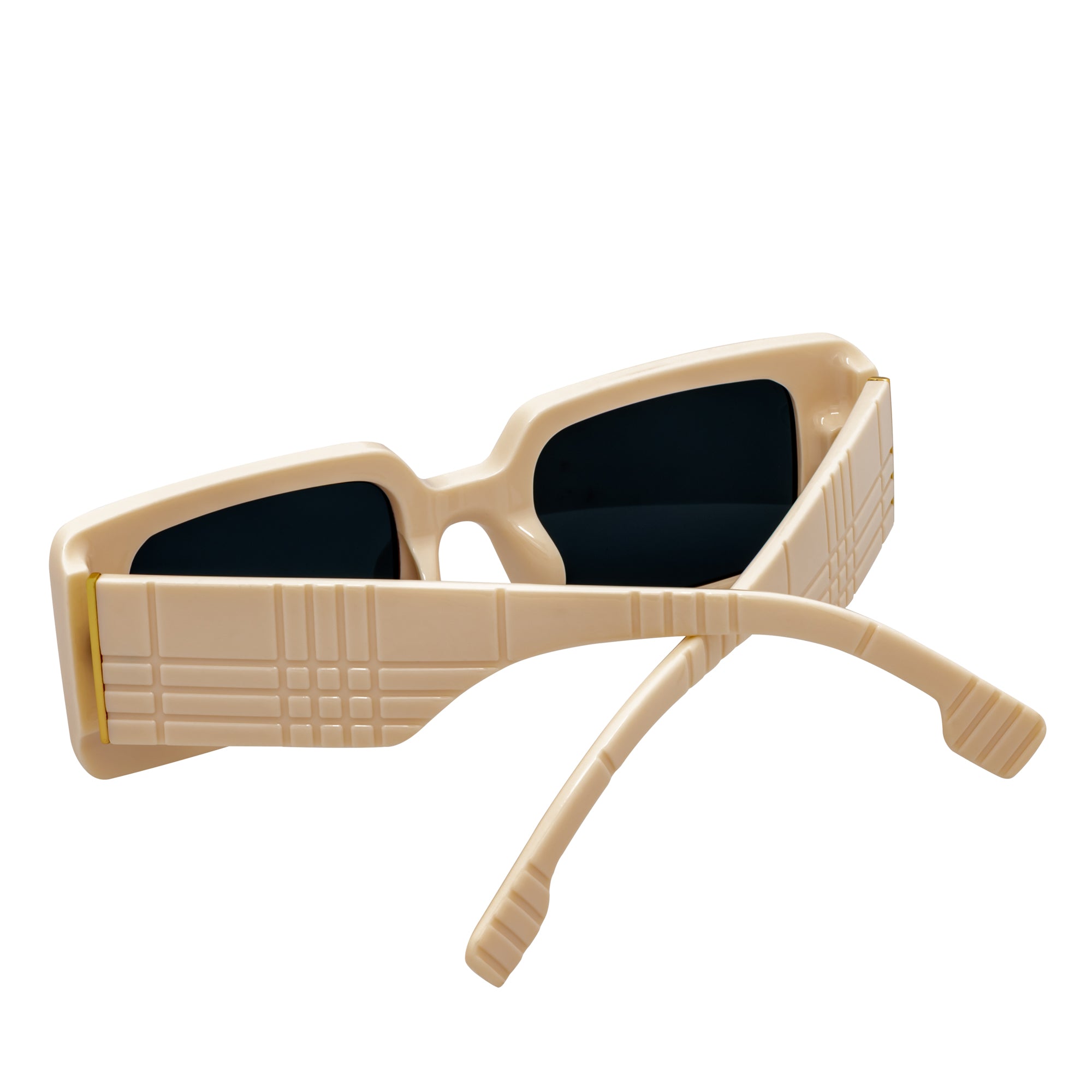 PLAZA - Small Rectangle Sunglasses Creme Smoke