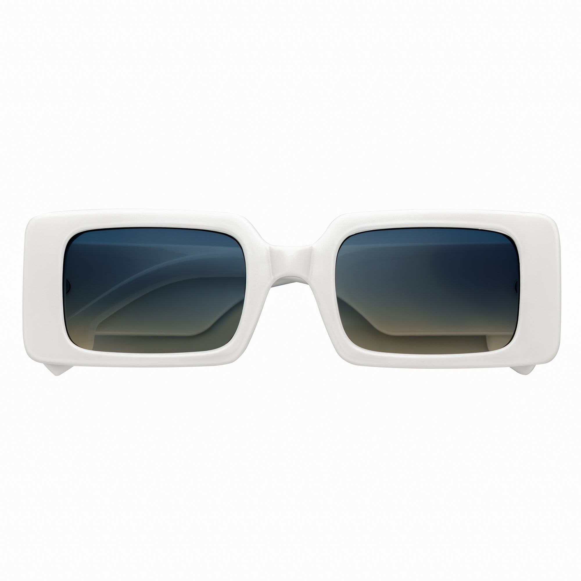 PLAZA - Small Rectangle Sunglasses White Blue-Tan Fade