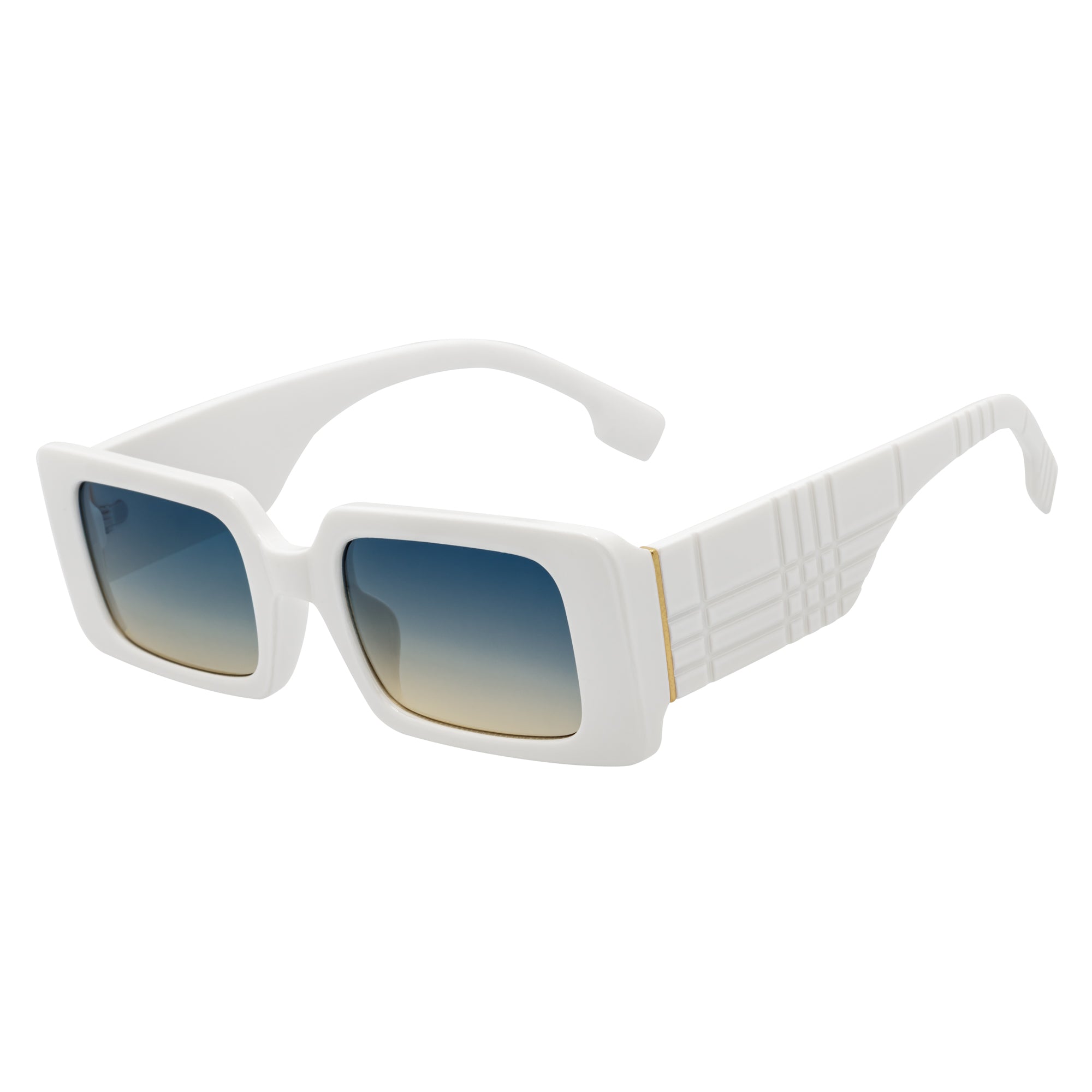 PLAZA - Small Rectangle Sunglasses White Blue-Tan Fade