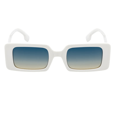 PLAZA - Small Rectangle Sunglasses White Blue-Tan Fade