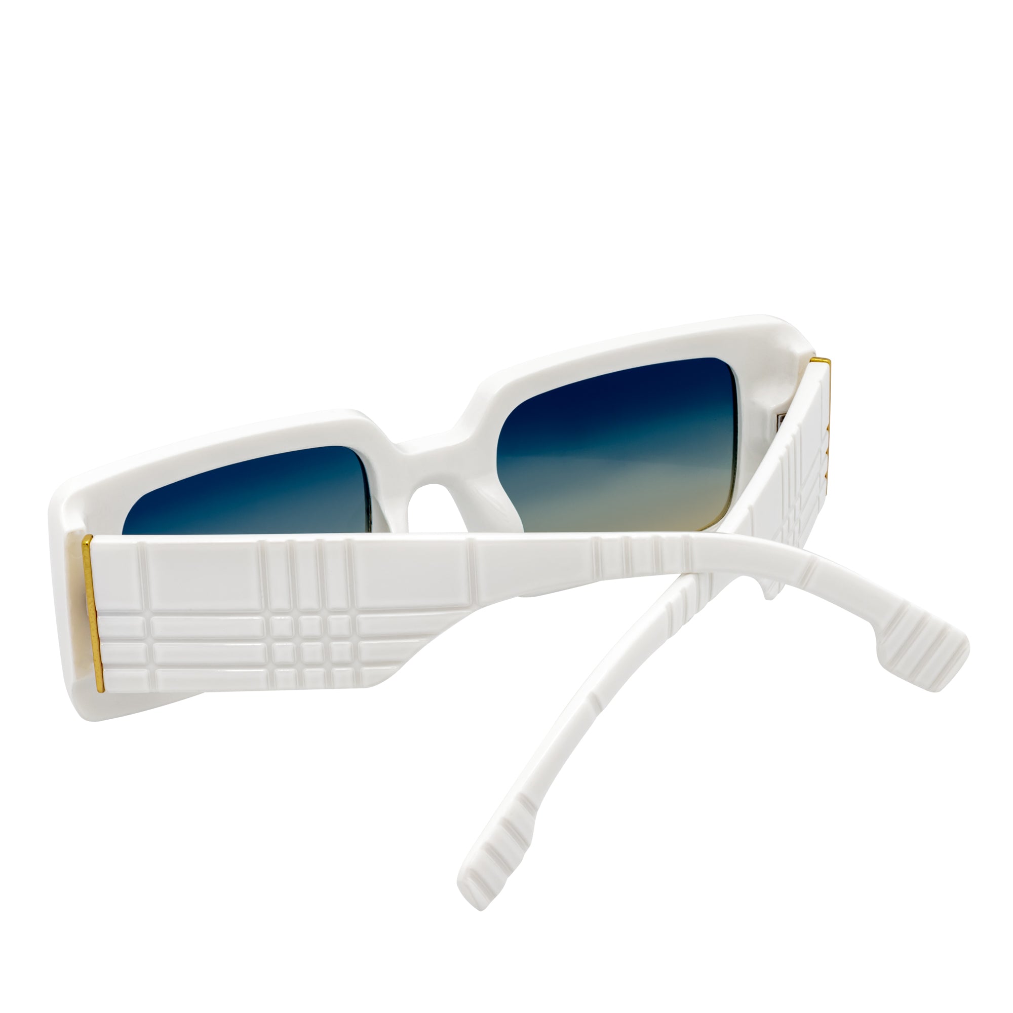 PLAZA - Small Rectangle Sunglasses White Blue-Tan Fade