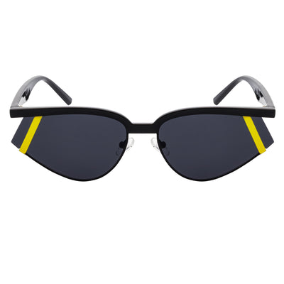 WILSHIRE - Rimless Cat Eye Sunglasses Black-Yellow Frame Smoke Lens