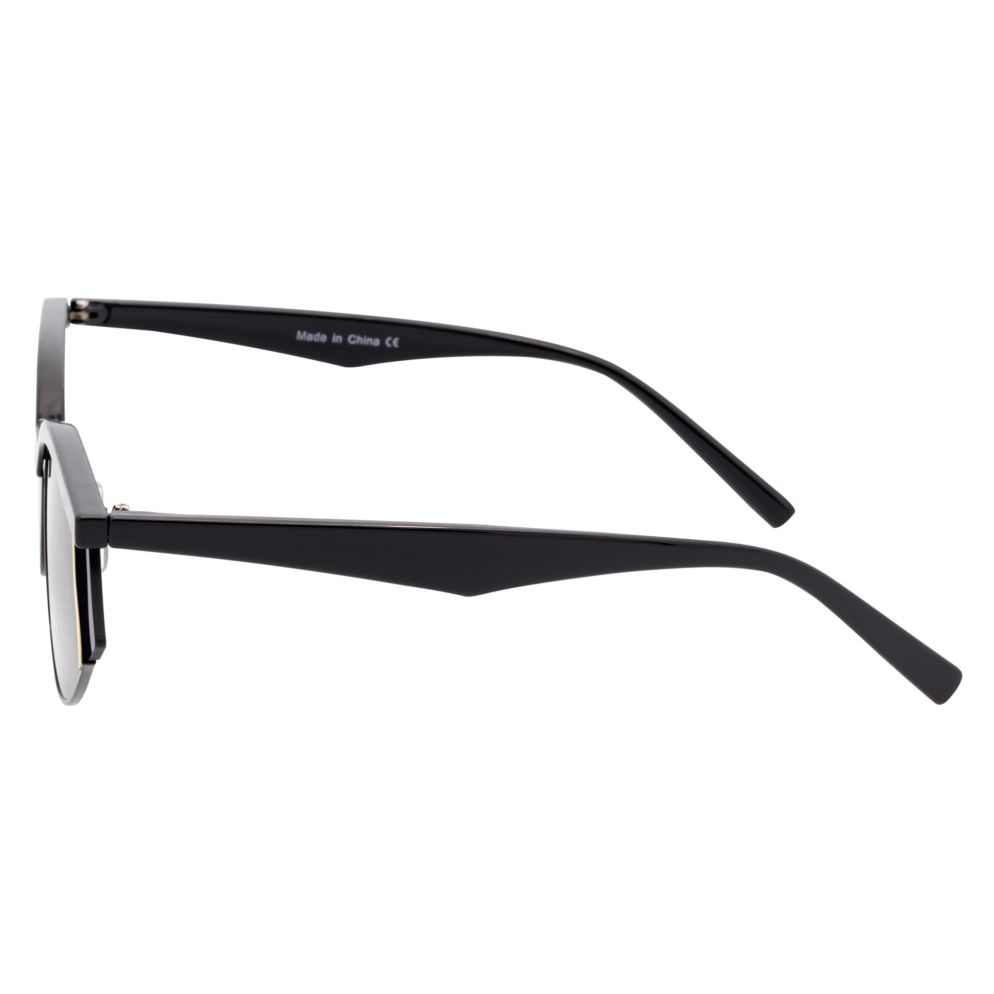 WILSHIRE - Rimless Cat Eye Sunglasses Black-Yellow Frame Smoke Lens