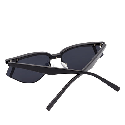 WILSHIRE - Rimless Cat Eye Sunglasses Black-Yellow Frame Smoke Lens