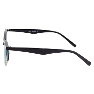 WILSHIRE - Rimless Cat Eye Sunglasses Black-Orange Frame Blue Lens
