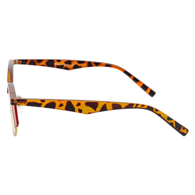 WILSHIRE - Rimless Cat Eye Sunglasses Tortoise-Green Frame Pink Lens