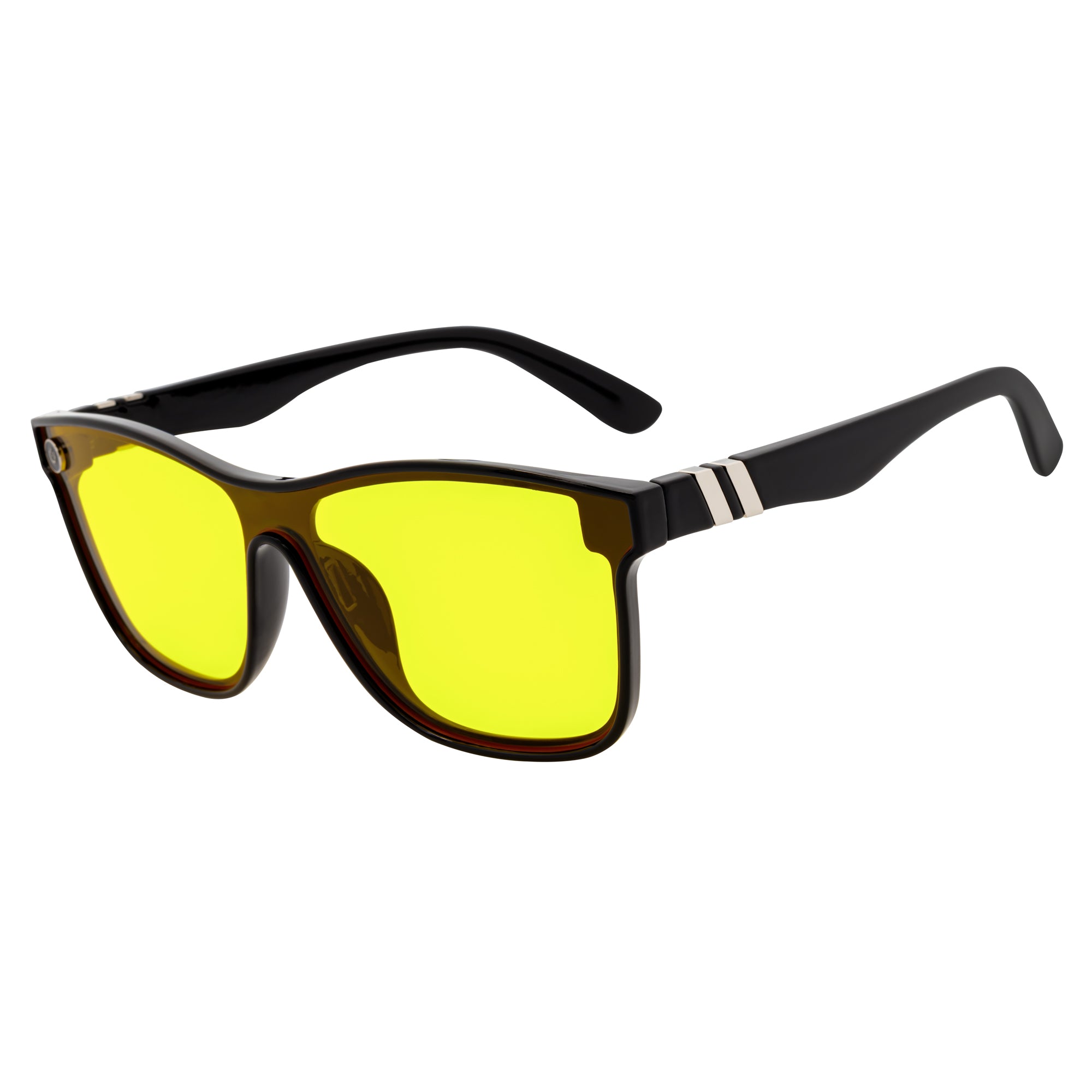 ZENITH - Mono Lens Shield Horn Rimmed Sunglasses Black Yellow