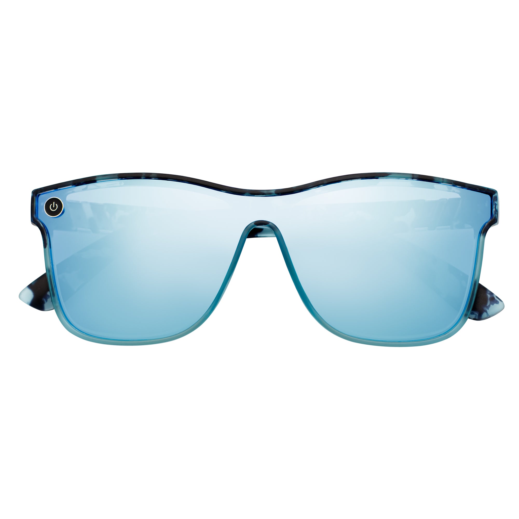 ZENITH - Mono Lens Shield Horn Rimmed Sunglasses Tortoise Blue Mirror