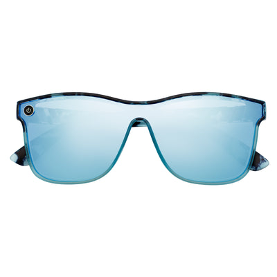 ZENITH - Mono Lens Shield Horn Rimmed Sunglasses Tortoise Blue Mirror