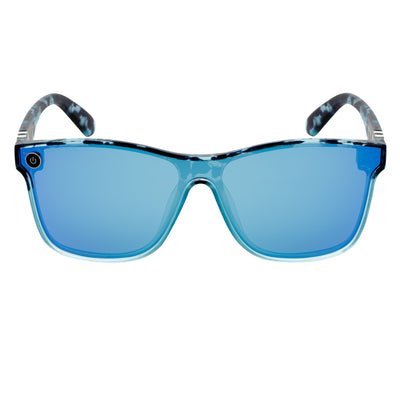 ZENITH - Mono Lens Shield Horn Rimmed Sunglasses Tortoise Blue Mirror