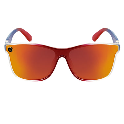 ZENITH - Mono Lens Shield Horn Rimmed Sunglasses RWB Orange Mirror
