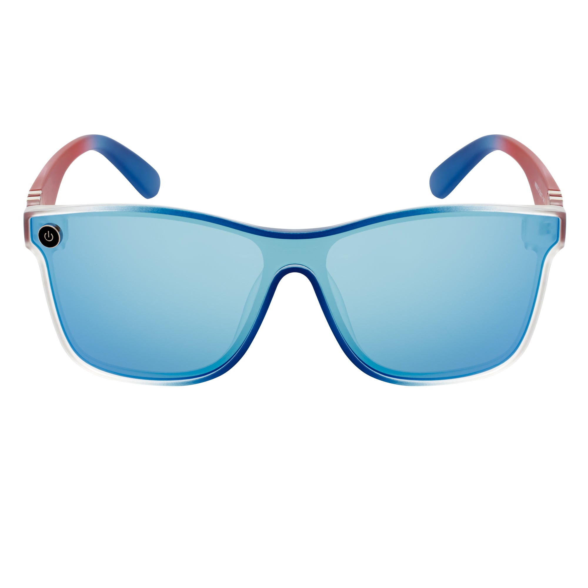 ZENITH - Mono Lens Shield Horn Rimmed Sunglasses RWB Flag Blue Mirror