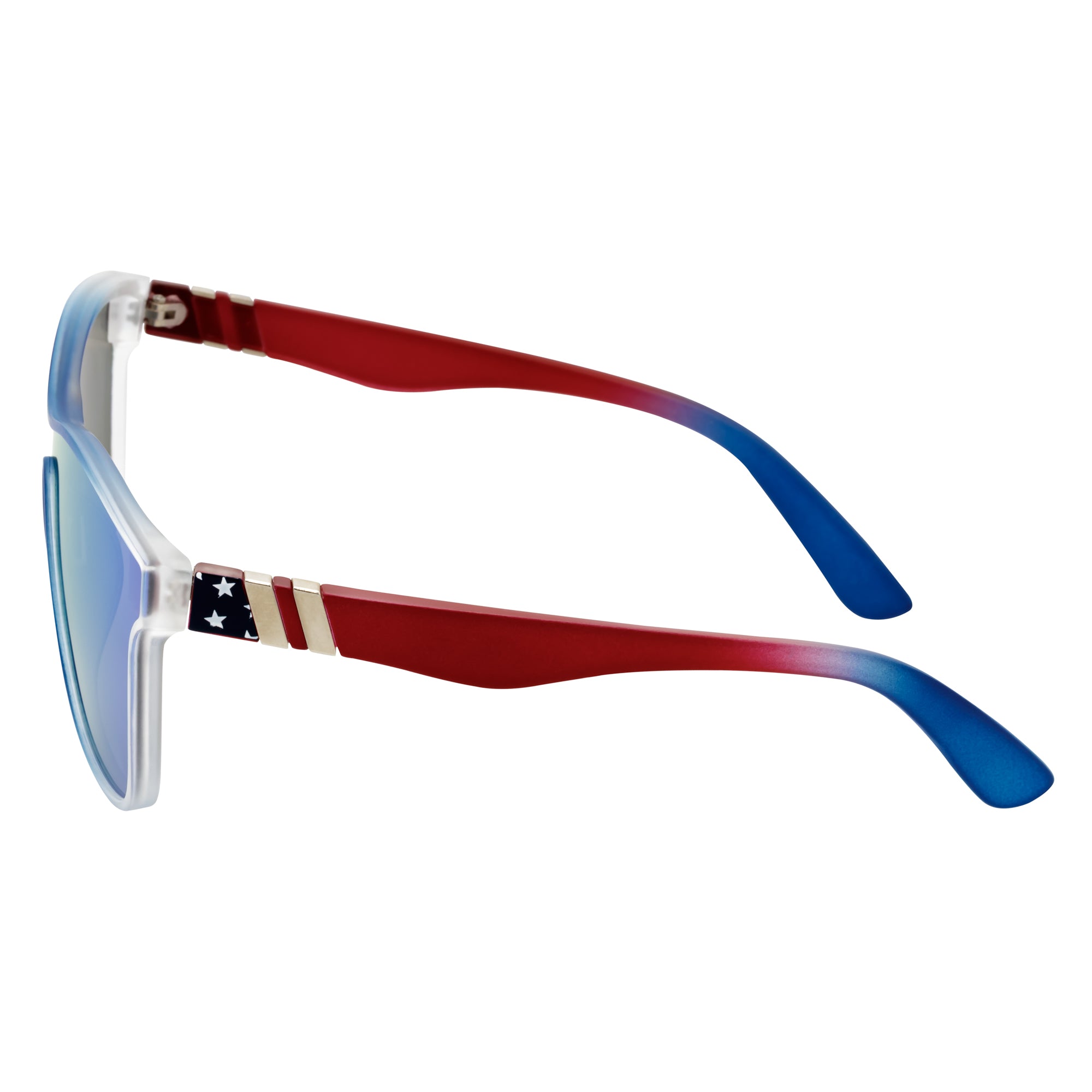 ZENITH - Mono Lens Shield Horn Rimmed Sunglasses RWB Flag Blue Mirror