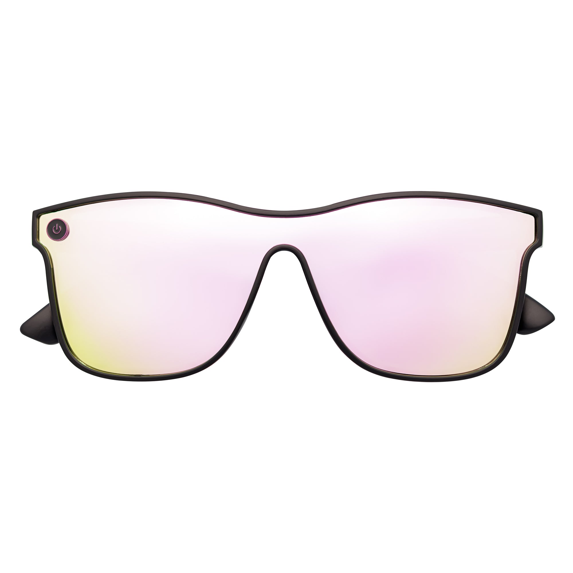 ZENITH - Mono Lens Shield Horn Rimmed Sunglasses Red-Black Pink Mirror