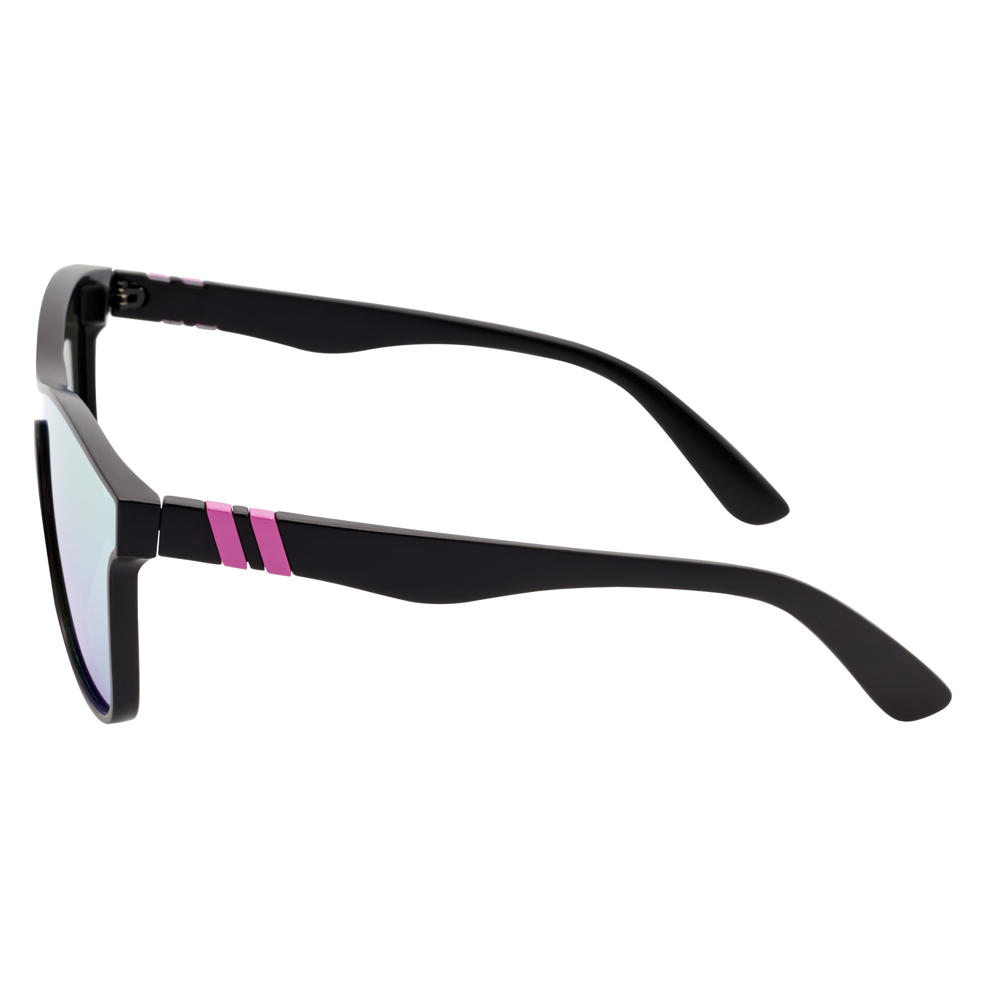 ZENITH - Mono Lens Shield Horn Rimmed Sunglasses Red-Black Pink Mirror