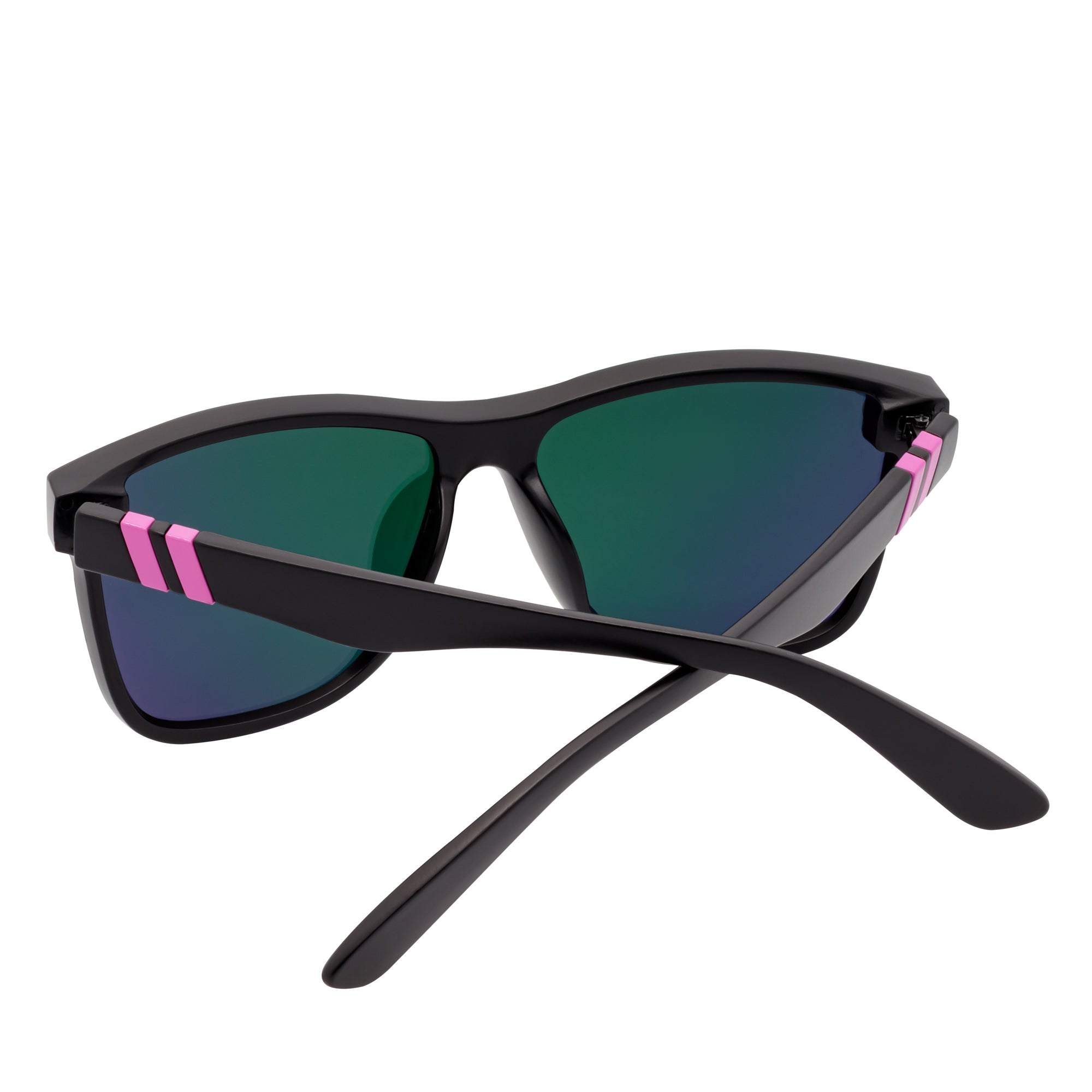 ZENITH - Mono Lens Shield Horn Rimmed Sunglasses Red-Black Pink Mirror