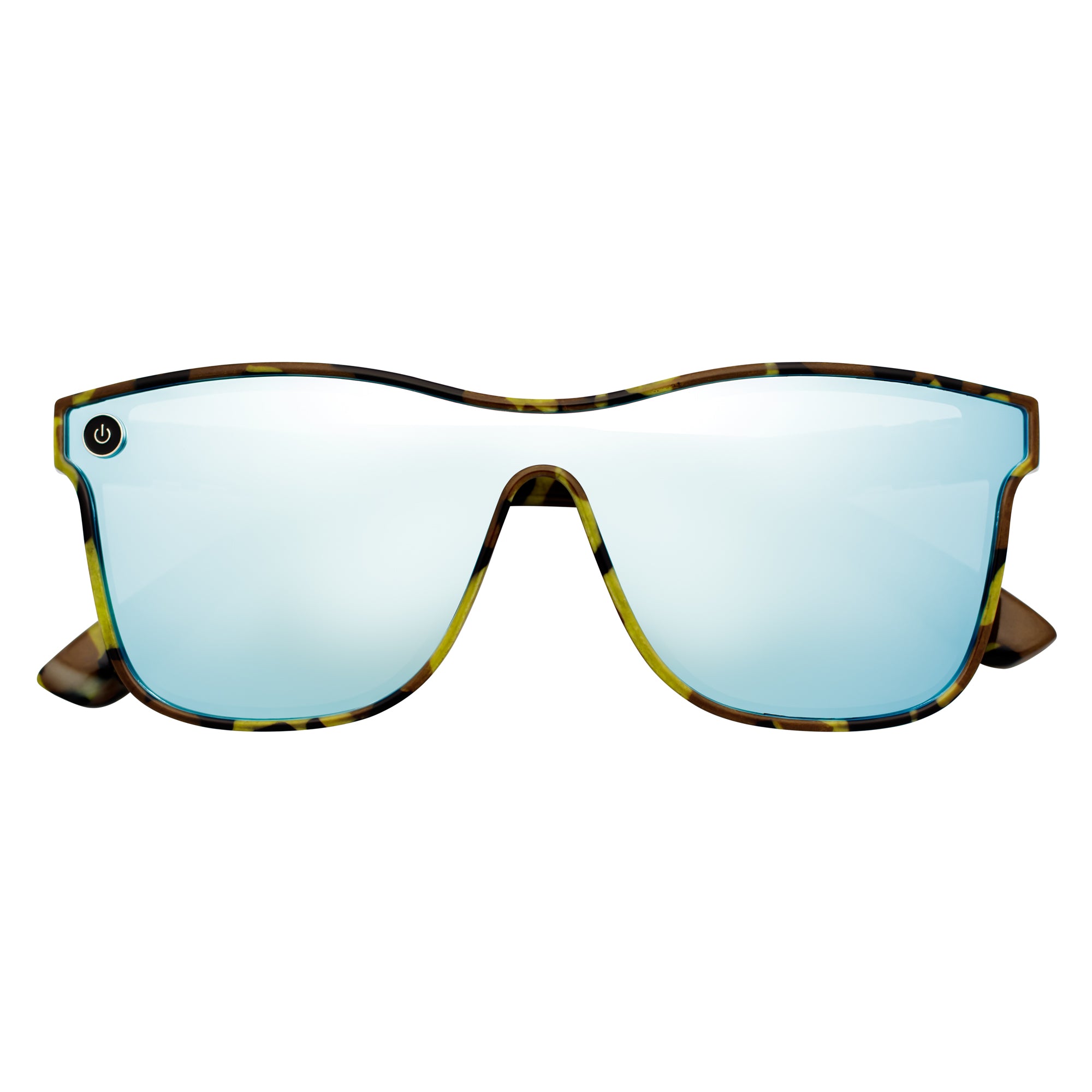 ZENITH - Mono Lens Shield Horn Rimmed Sunglasses Camo Blue Mirror