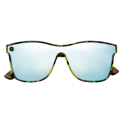 ZENITH - Mono Lens Shield Horn Rimmed Sunglasses Camo Blue Mirror