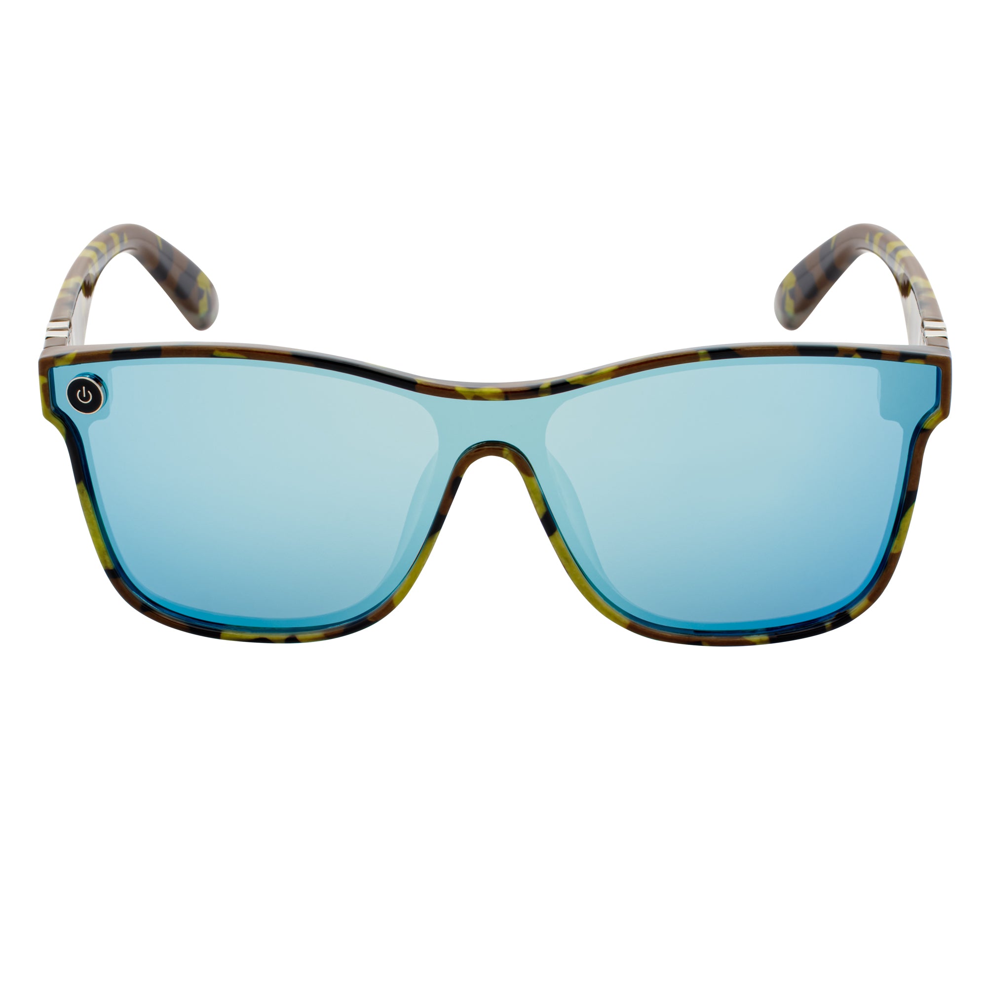 ZENITH - Mono Lens Shield Horn Rimmed Sunglasses Camo Blue Mirror