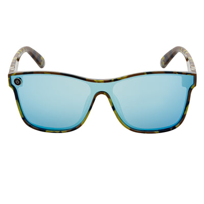 ZENITH - Mono Lens Shield Horn Rimmed Sunglasses Camo Blue Mirror