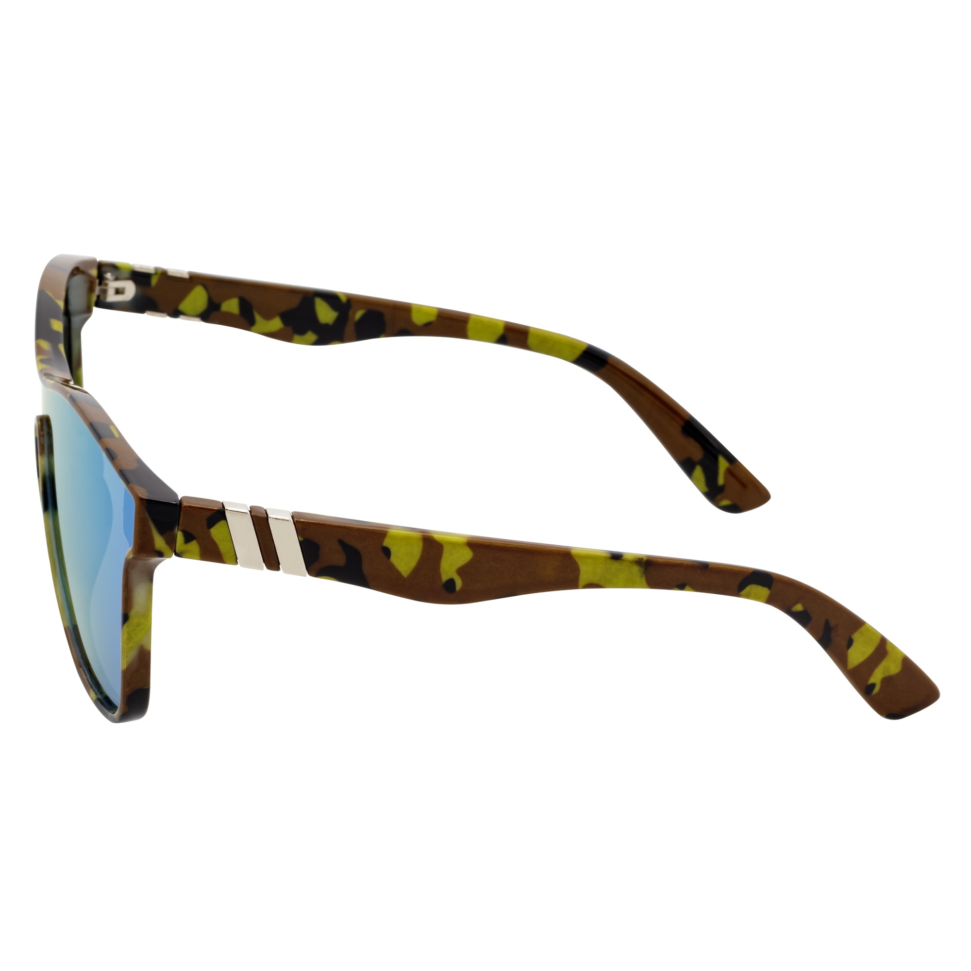 ZENITH - Mono Lens Shield Horn Rimmed Sunglasses Camo Blue Mirror