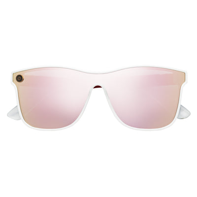 ZENITH - Mono Lens Shield Horn Rimmed Sunglasses White Red Pink Mirror