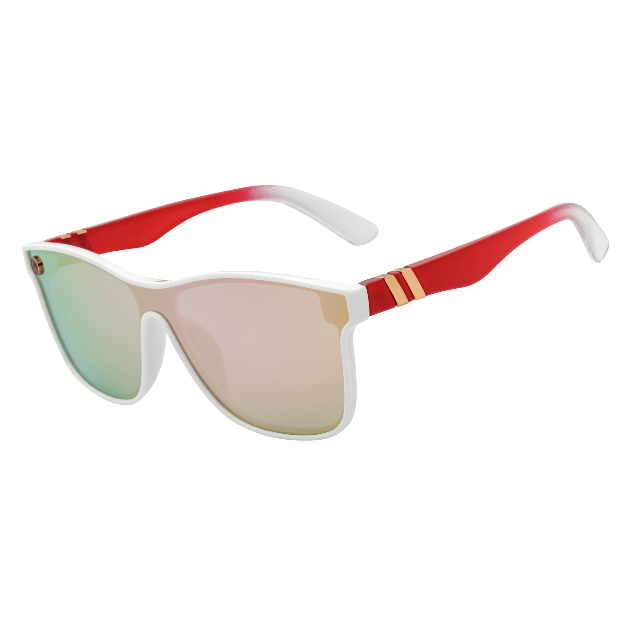 ZENITH - Mono Lens Shield Horn Rimmed Sunglasses White Red Pink Mirror