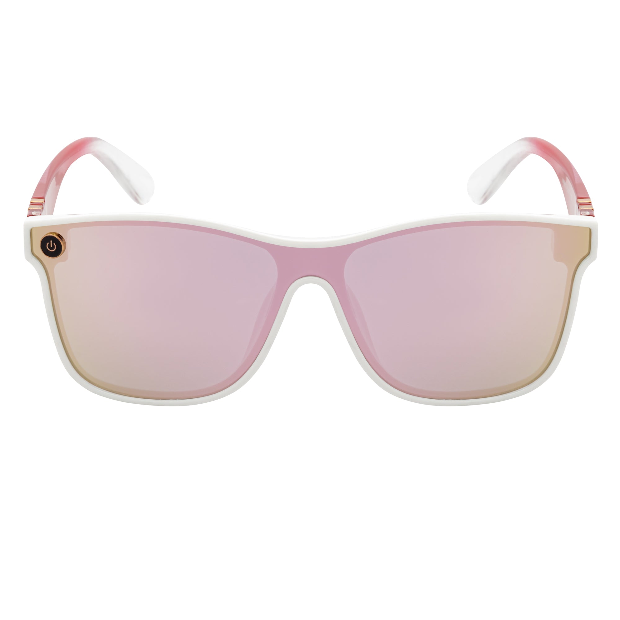 ZENITH - Mono Lens Shield Horn Rimmed Sunglasses White Red Pink Mirror